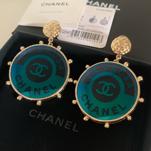 Chanel Large Logo Disc Earrings - Picture 1 of 17